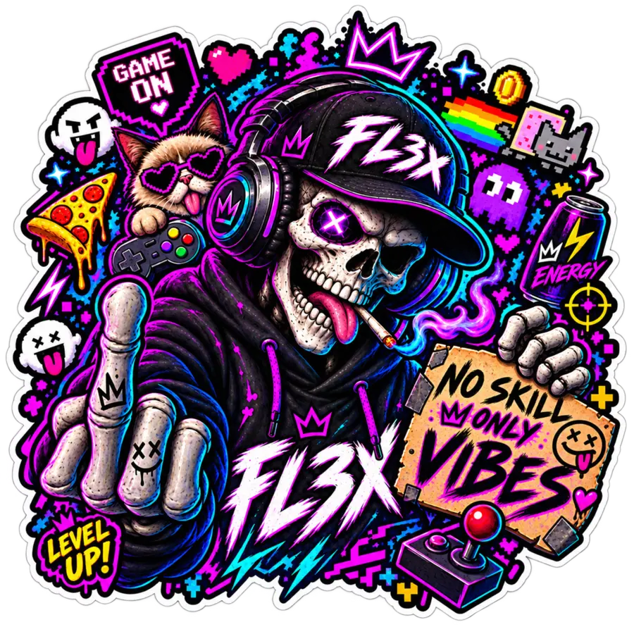 Buntes Just FL3X Gamer-Maskottchen
